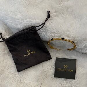 Julie Vos Gold Bangle with Obsidian Accents
